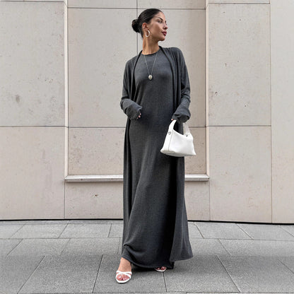 Women Knitted Long Sleeve Cardigan Sling Dress Set Autumn Soft Blouse by Ragazza