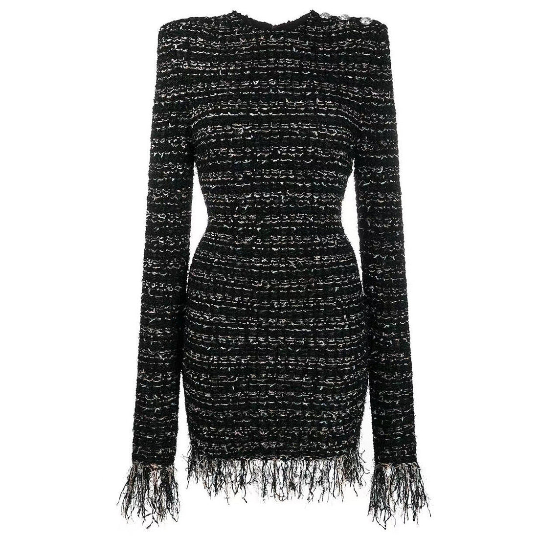 Bright Silk Woolen Fringe Long Sleeved Slim Fit Short Dress High Quality Women Clothing by Ragazza