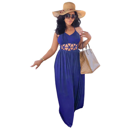 Sexy High Waist Hollow Out Cutout Backless Lace up Casual Split Women Dress by Ragazza