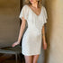 Women Clothing Autumn Slim Solid Color V neck Ruffled Sheath Dress  DestGlow