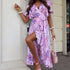 Women Clothes Printed V neck Sexy Loose Chiffon Dress by Ragazza