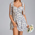 Summer Smocking Cami Dress Lace up Waist Controlled Slimming Cake Dress  DestGlow