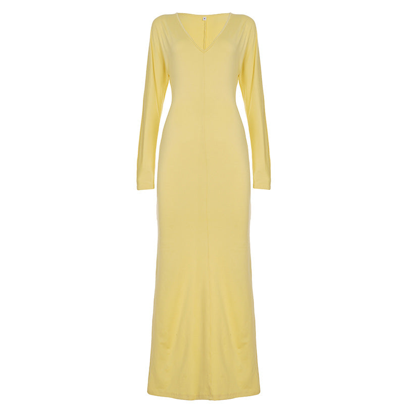 Autumn Winter Sexy Dress Solid Color Sheath Slim Slimming Dress by Ragazza