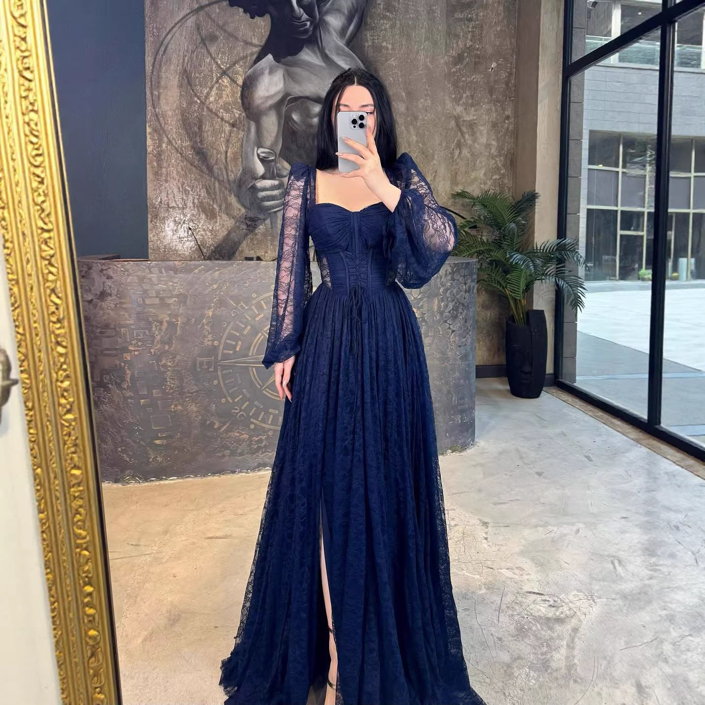 Lace Waist Controlled Long Sleeves Dress Elegant Dress by Ragazza