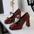 Sexy Patent Leather Bow Buckle Waterproof Platform Super High Heel Not Tired Feet Shoes  DestGlow
