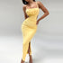 Women Cami Dress Sexy Backless Ruffle Hip Side Slit Maxi Dress by Ragazza