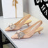 Diamond Big Bow Satin Sexy Back Empty Back Strap Low Heel Not Tired Foot Sandals  DestGlow