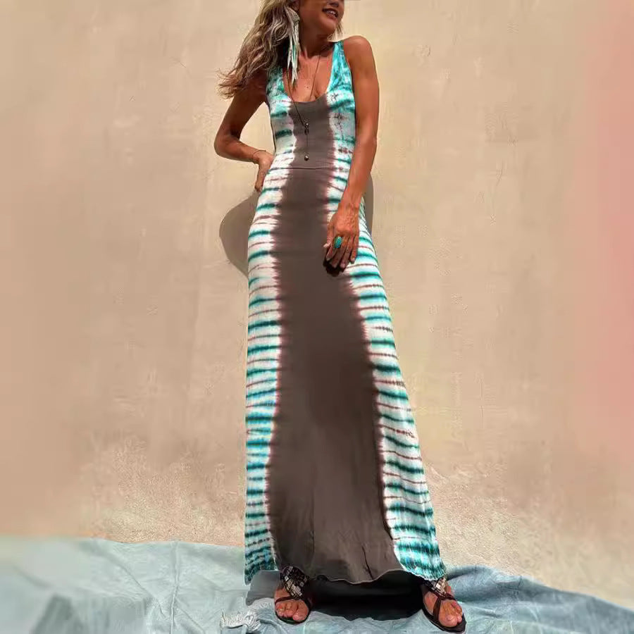 Dress Positioning Printing Backless Lace Up Sexy Dress by Ragazza