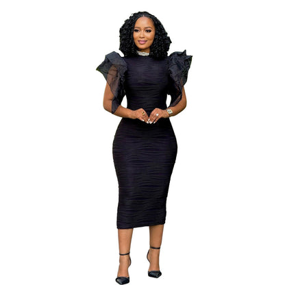 Women Clothing Stitching Ruffle Sleeve Summer Africa Dress by Ragazza