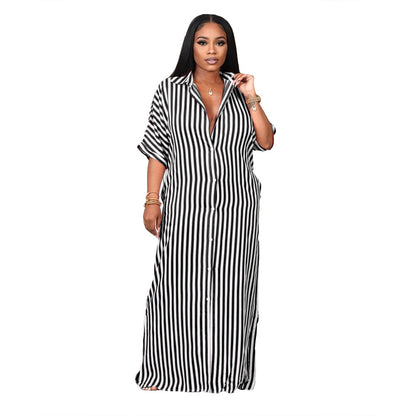 Women Clothing Striped Shirt Women Dress Split Dress French Dress by Ragazza