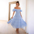 Women One Neck Lantern Sleeve Layer Stitching Dress by Ragazza