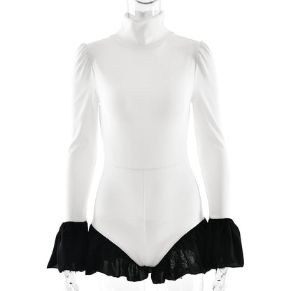 Women Clothing Autumn Winter Bell Sleeve Sexy Stitching Sexy Slim Jumpsuit by Ragazza