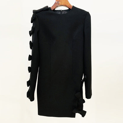 Early Autumn Star Personality Asymmetric Hollow Out Cutout Bow Dress Small Dress by Ragazza