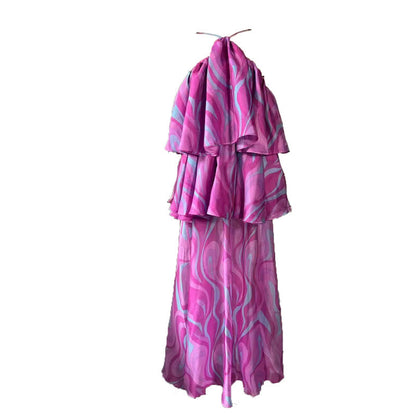 Autumn Winter High Grade Elegance Sleeveless Halter Stitching Elegant Ruffled Slimming Dress Women by Ragazza