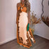 Women Clothing Summer Halter Sexy Color Block Vacation Beach Long Printed Dress  DestGlow