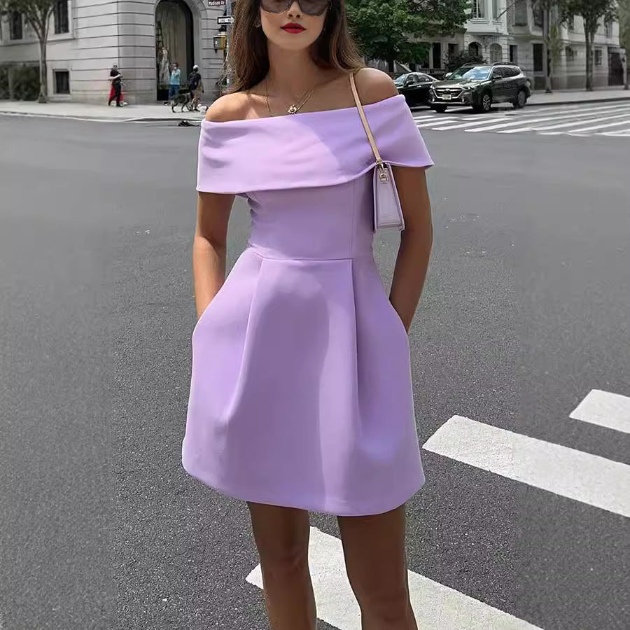 Spring Summer Waist Belt Off Shoulder Dress Casual Party Dress Dress Women by Ragazza