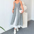 Women V neck Brace Casual Printing Plaid Split Faux Two Pieces Dress by Ragazza