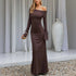Women Clothing Early Autumn off the Shoulder Micro Pull Long Sleeve Slim Fit Lace up High Waist Backless Elegant Dress  DestGlow