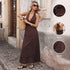 Sexy Retro Vacation Maxi Dress V neck Halter Polka Dot Dress  DestGlow