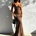 Sexy Leopard Strap Fishtail Maxi Dress by Ragazza