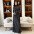 Women Clothing Slim Fit Printed Waist Controlled A line Dress Home Turtleneck Long Sleeve Breathable Dress by Ragazza