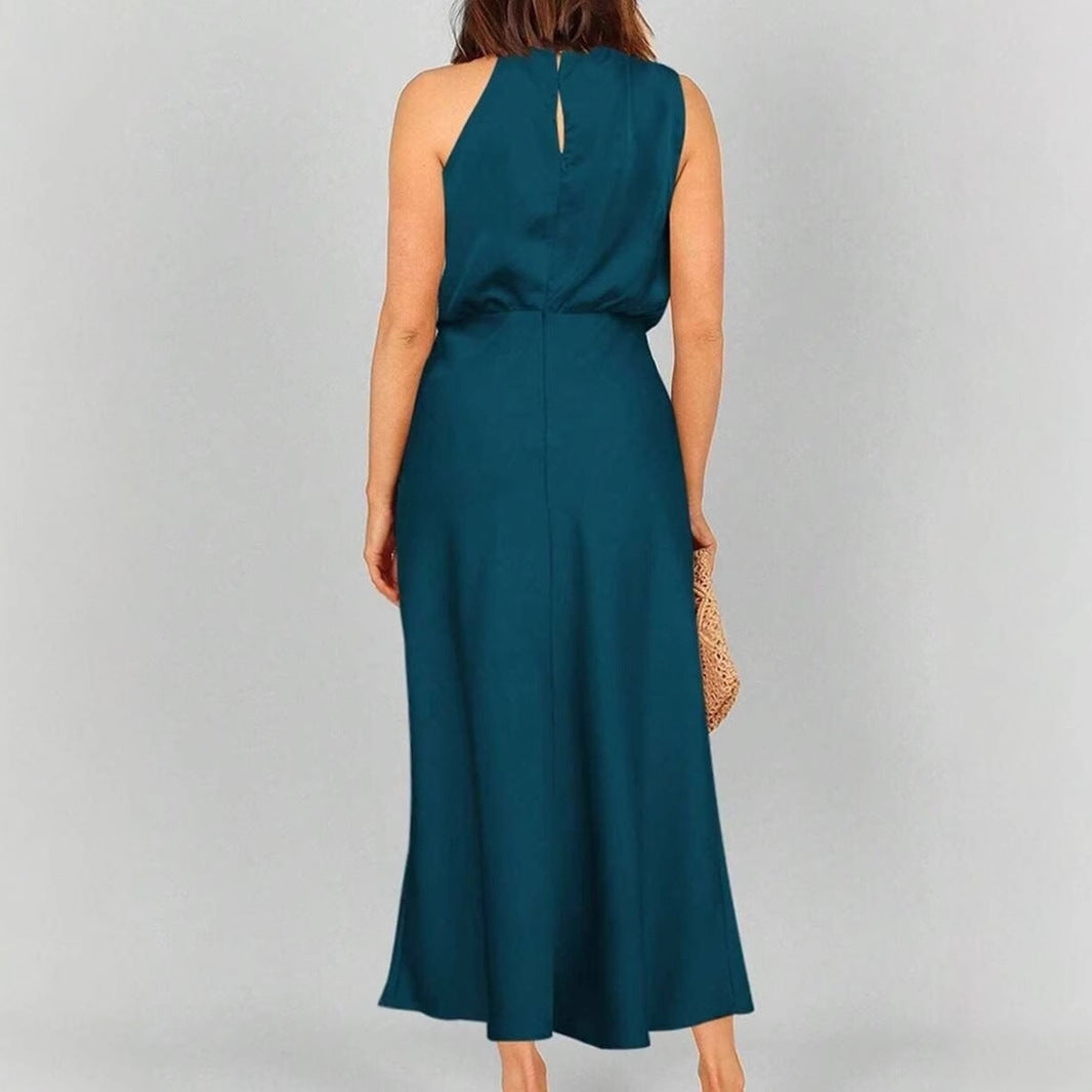 Spring Summer Long Satin Dress Women Clothing Sleeveless Satin Dress by Ragazza