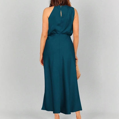 Spring Summer Long Satin Dress Women Clothing Sleeveless Satin Dress by Ragazza