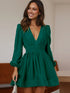 Autumn Winter Dress Women Clothing V neck Mid Length Dress Pleated Ruffled French Dress Dress by Ragazza