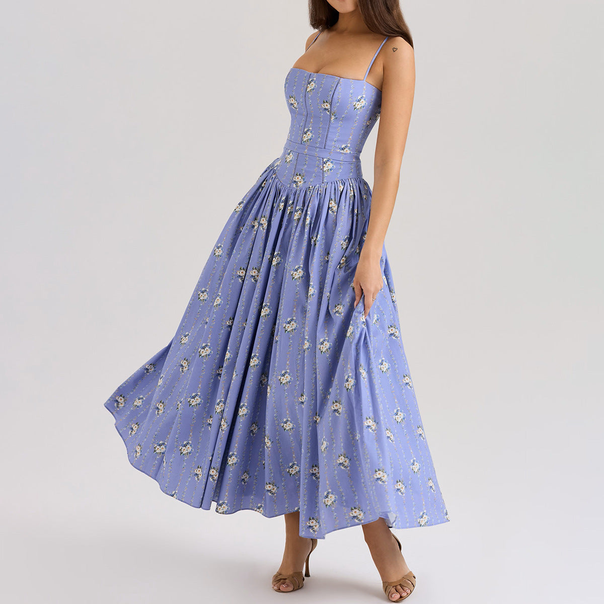 Sexy Printing Slip Dress Summer Slim Fit Backless Maxi Dress Elegant High Sense Summer Beautiful Dress by Ragazza