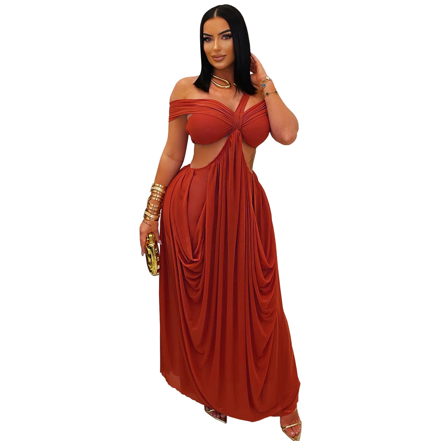 Women Wear Sexy Bandeau Slim Fit Sheer Mesh Dress by Ragazza