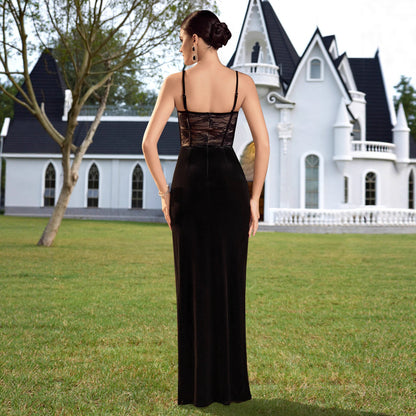 Patchwork Slim Fit Pure Sexy Evening Dress Atmosphere Strap Lace Cocktail Dress by Ragazza