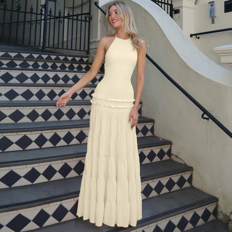 Women Clothing Summer Sexy Backless Halter Pleated Dress Women by Ragazza