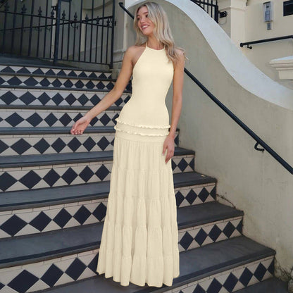 Women Clothing Summer Sexy Backless Halter Pleated Dress Women by Ragazza