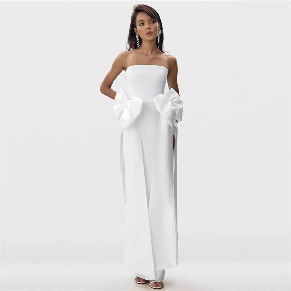Niche Design Side Bow Tube Top Bandage One Piece Dress Ladies Party Cocktail Dress by Ragazza