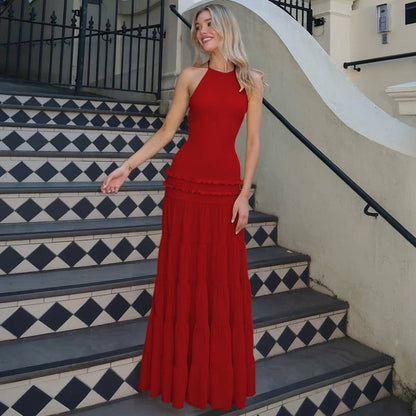 Women Clothing Summer Sexy Backless Halter Pleated Dress Women by Ragazza