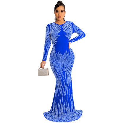 Night Club Sexy Rhinestone Mesh See through Long Sleeve Dress Dress Women by Ragazza