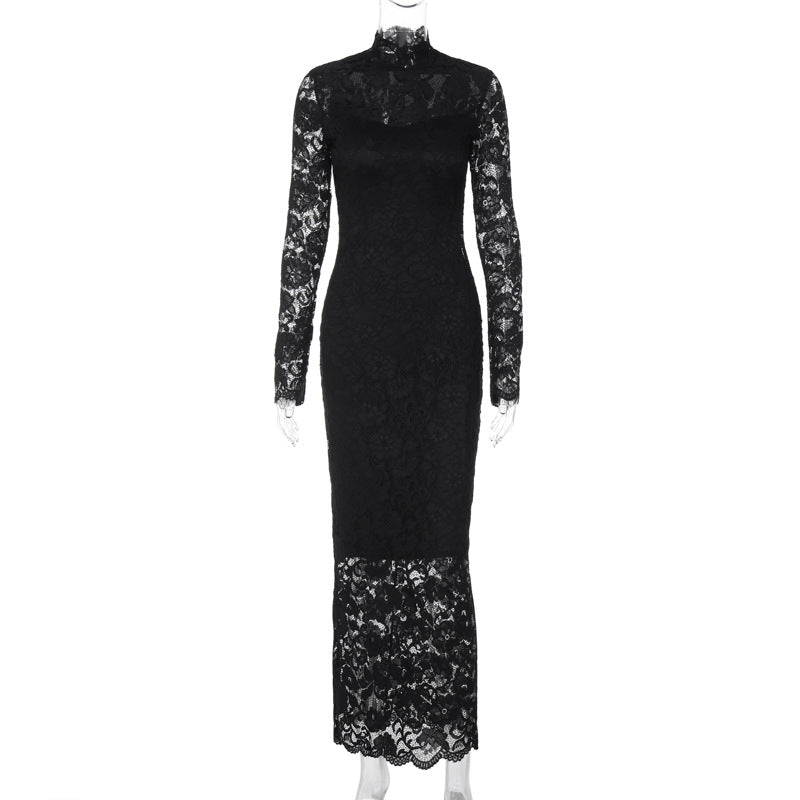 Women Clothing Summer Sexy Lace Stitching Slim Long Sleeve Dress by Ragazza