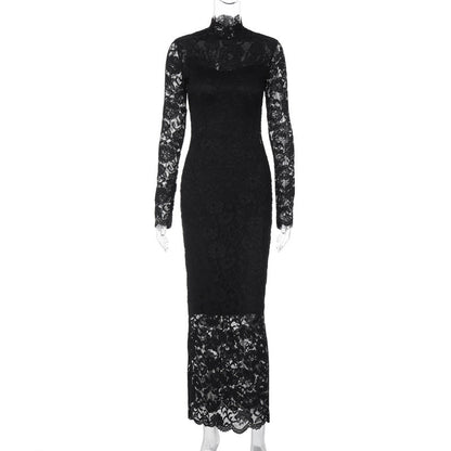 Women Clothing Summer Sexy Lace Stitching Slim Long Sleeve Dress by Ragazza