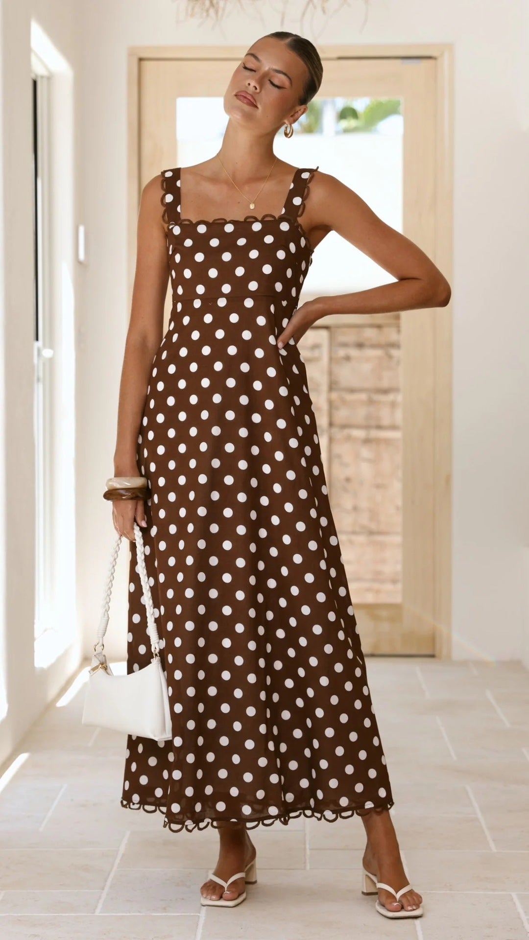 Summer Dress Polka Dot Print French a Hem Lace Dress by Ragazza