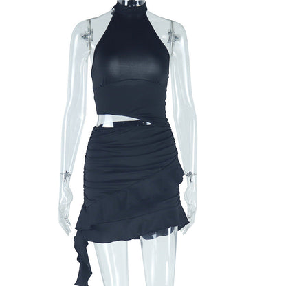 Women Clothing Solid Color Sleeveless Dress High Collar Casual Pullover Hip Dress by Ragazza
