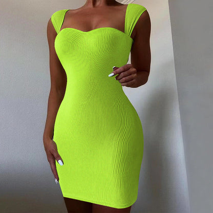 Spring Summer Women Clothing Sexy Nightclub Dress Sleeveless Knitted Hip Spaghetti Straps Dress by Ragazza