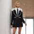 Autumn Private Clothing Socialite Chanel Collared Patchwork Beaded Sequ Woolen Slim A line Dress Women by Ragazza