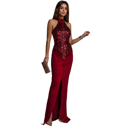 Women Wear Sexy Slim Sequin Velvet Split Dress by Ragazza
