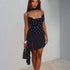 Sexy Polka Dot Ribbon Halter Spaghetti Straps Dress Fashionable with Side Slit Irregular Asymmetric by Ragazza