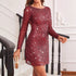 Autumn Winter Sexy Backless Short Dress Socialite High Waist Gorgeous Sequined Cocktail Long Sleeve Dress by Ragazza