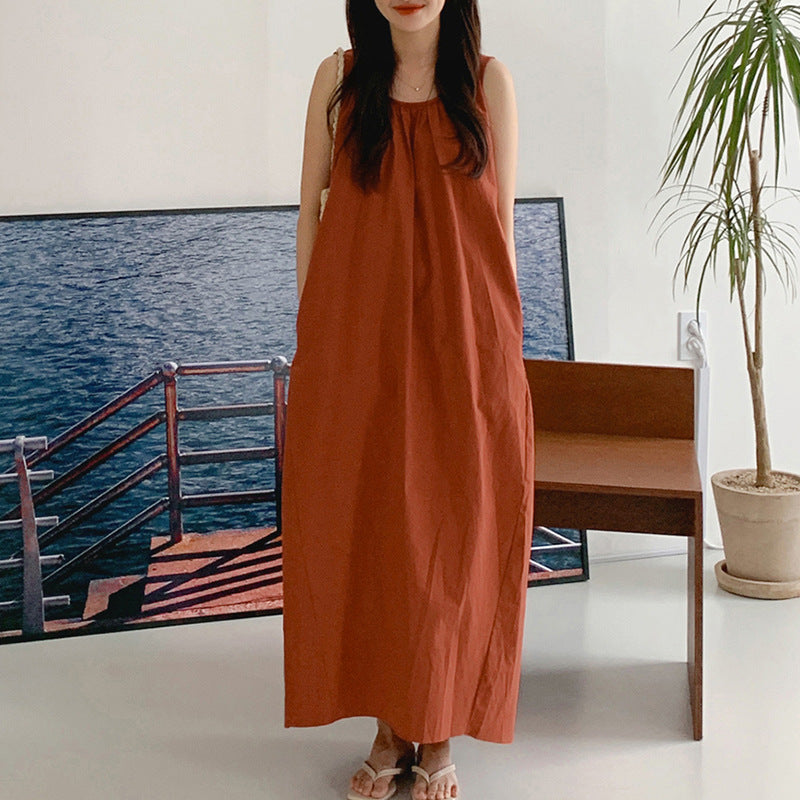 Korean High Grade Sleeveless Vest Dress Summer Sneaky Design Backless Dress Can Be Outerwear Homewear by Ragazza