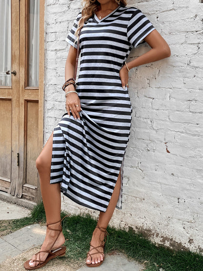 Women Loose Comfortable Striped Casual Dress by Ragazza