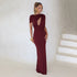 Women Clothing Summer Solid Color Casual One Shoulder Short Sleeve Lace Up Hollow Out Cutout Out Slim Fit Maxi Dress  DestGlow