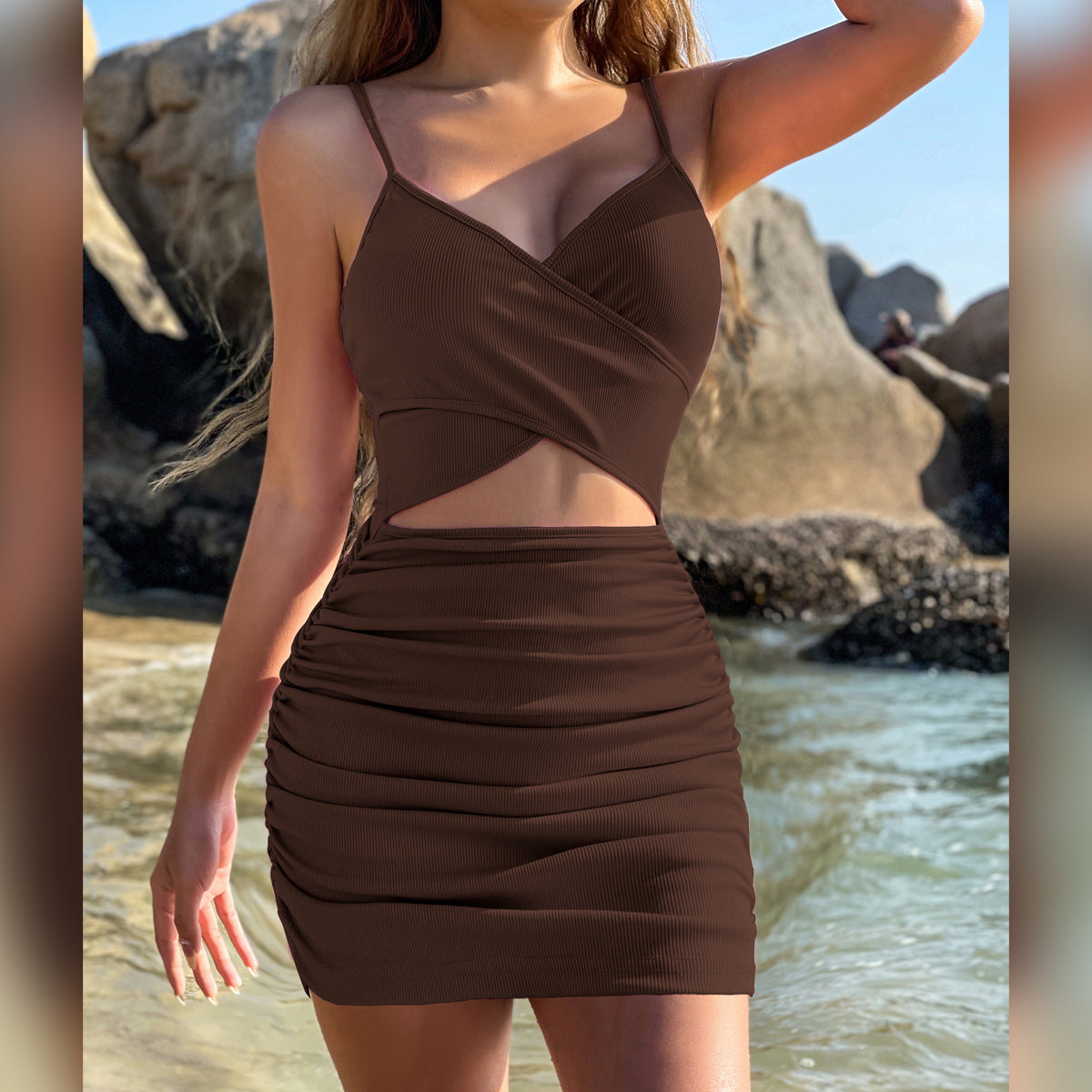 Women Clothing Cross Hollow Out Cutout out Camisole Dress by Ragazza