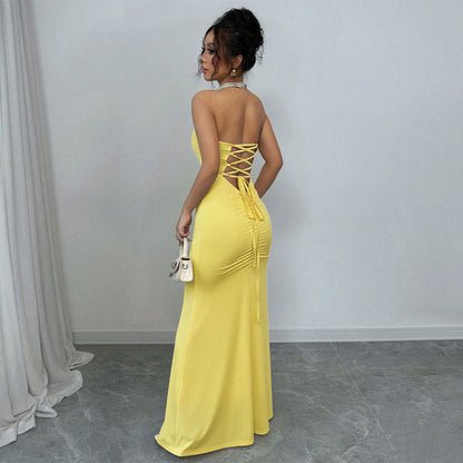 Dress Tube Top Backless Strap Dress Sexy Socialite Slim Dress  DestGlow